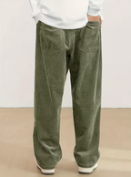 Pantalon Taille à Cordon Coupe Large Maille Côtelée Matière Texturée Pour Homme