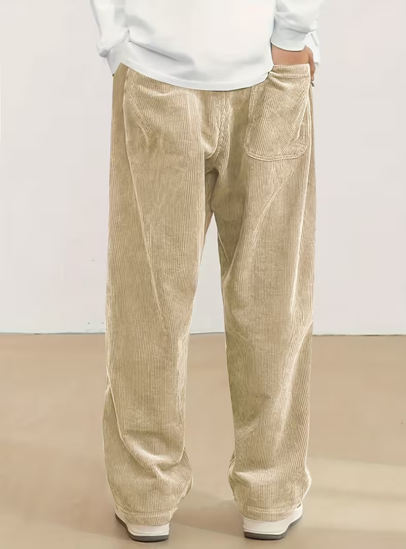 Pantalon Taille à Cordon Coupe Large Maille Côtelée Matière Texturée Pour Homme