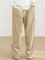 Pantalon Taille à Cordon Coupe Large Maille Côtelée Matière Texturée Pour Homme