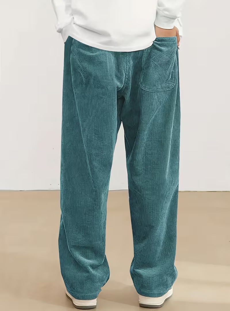 Pantalon Taille à Cordon Coupe Large Maille Côtelée Matière Texturée Pour Homme