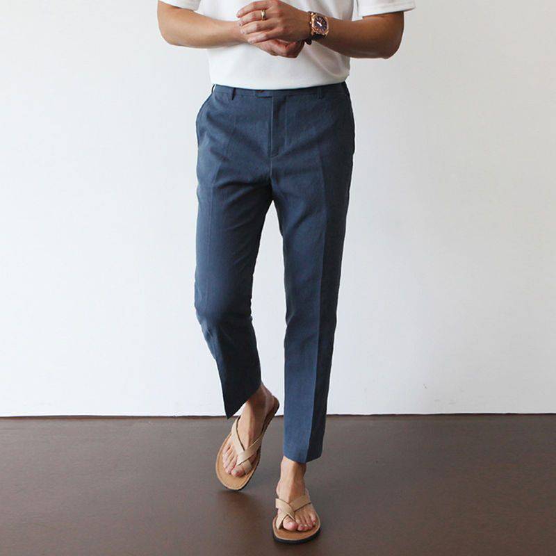 Pantalon Boutonné Poches Pour Homme