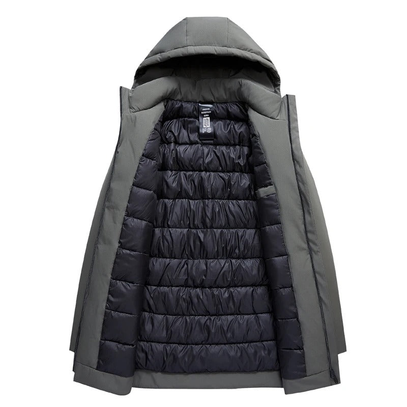 Parka À Capuche Col Montant Zippée Pour Homme