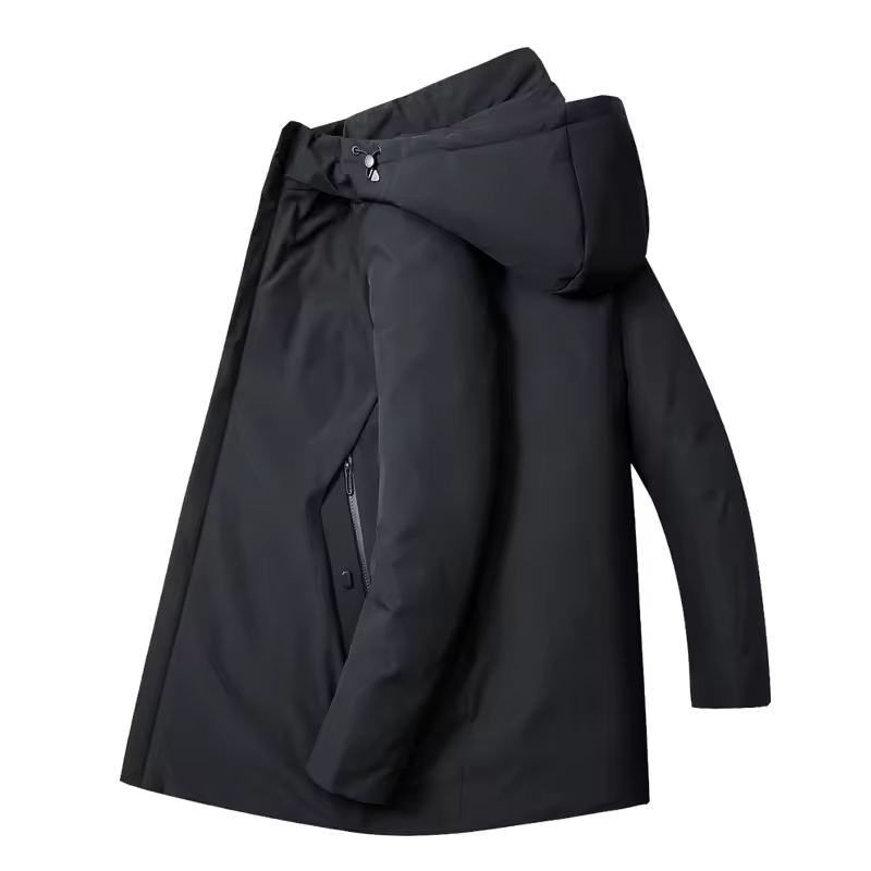 Parka À Capuche Col Montant Zippée Pour Homme