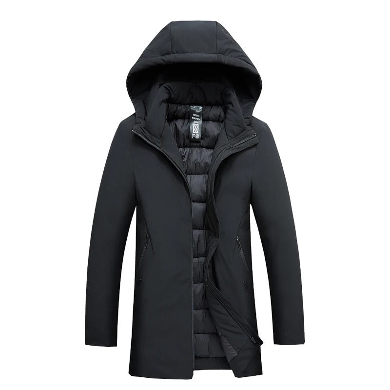 Parka À Capuche Col Montant Zippée Pour Homme