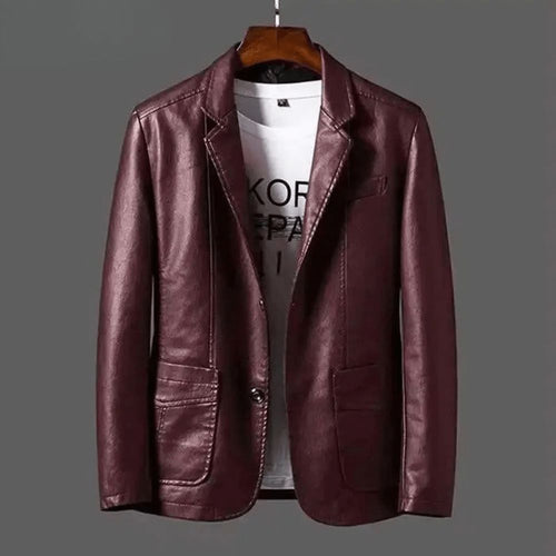 Blazer Deux Boutons Aspect Cuir Pour Homme