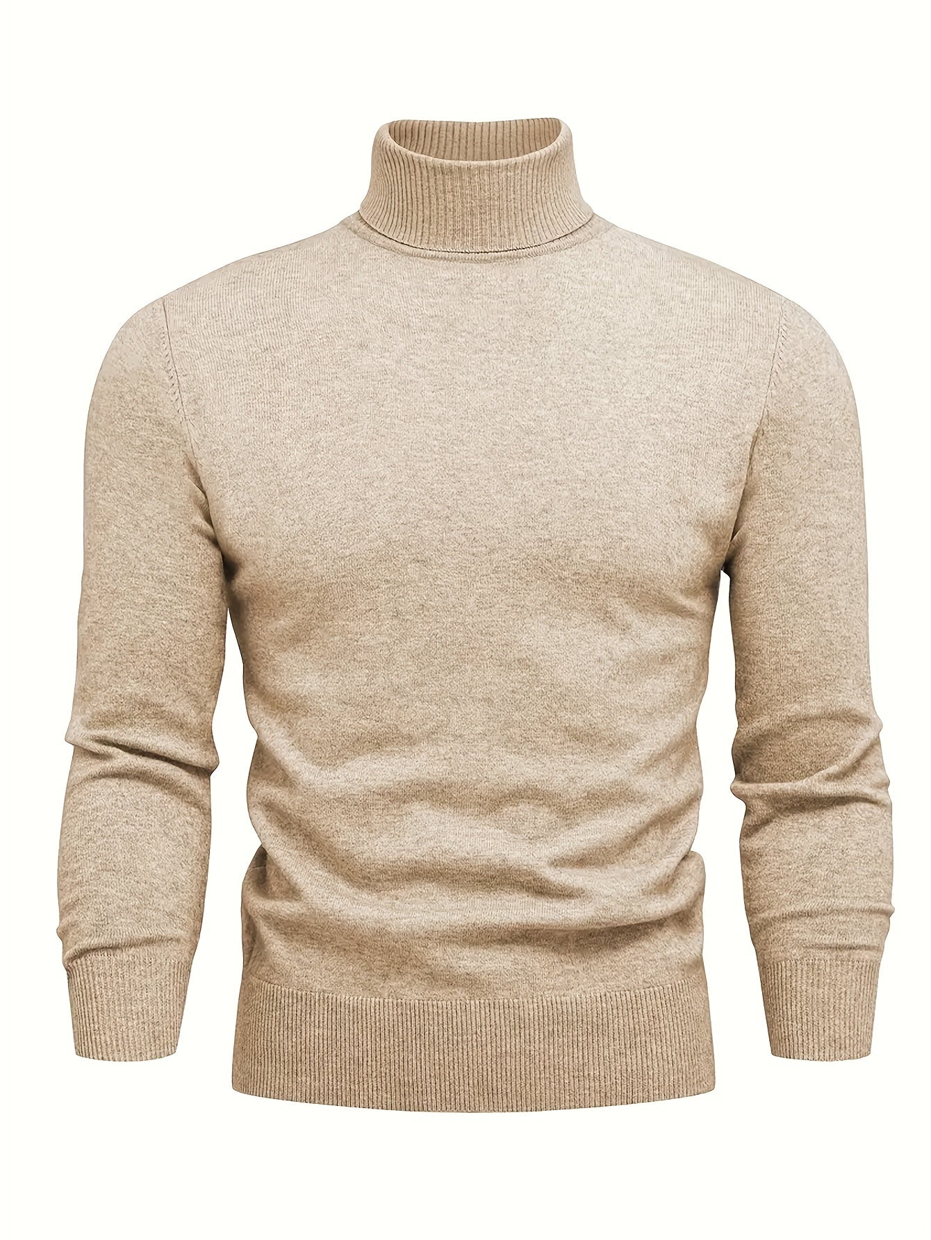 Pull Col Roulé Manches Longues Maille Côtelée Pour Homme