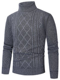 Pull Col Roulé Maille Torsadée Manches Longues Bords Côtelés Pour Homme