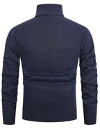 Pull Col Roulé Maille Torsadée Manches Longues Bords Côtelés Pour Homme