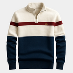 Homme Pull Demi-Zip Rayé
