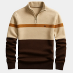 Homme Pull Demi-Zip Rayé