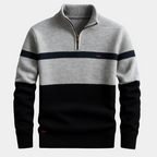 Homme Pull Demi-Zip Rayé