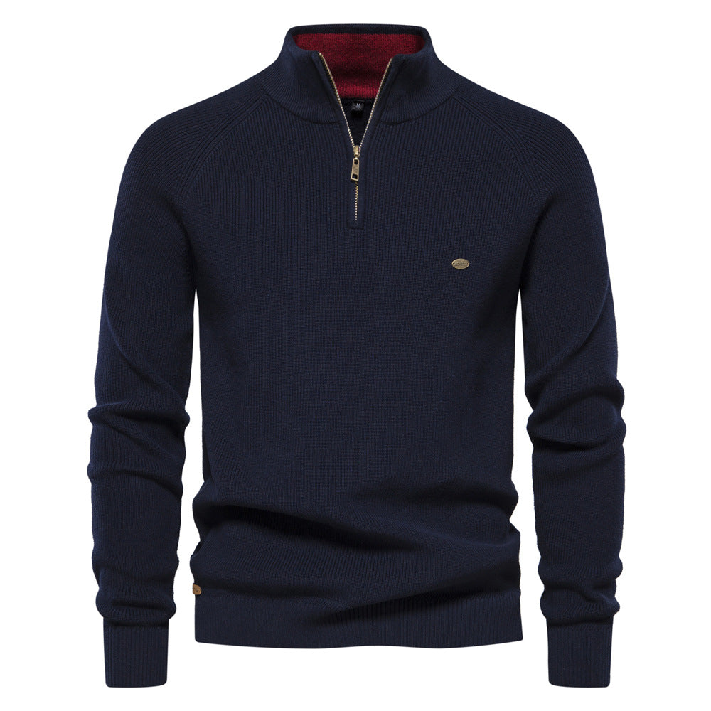 Pull Col Montant Zippé Manches Longues Pour Homme