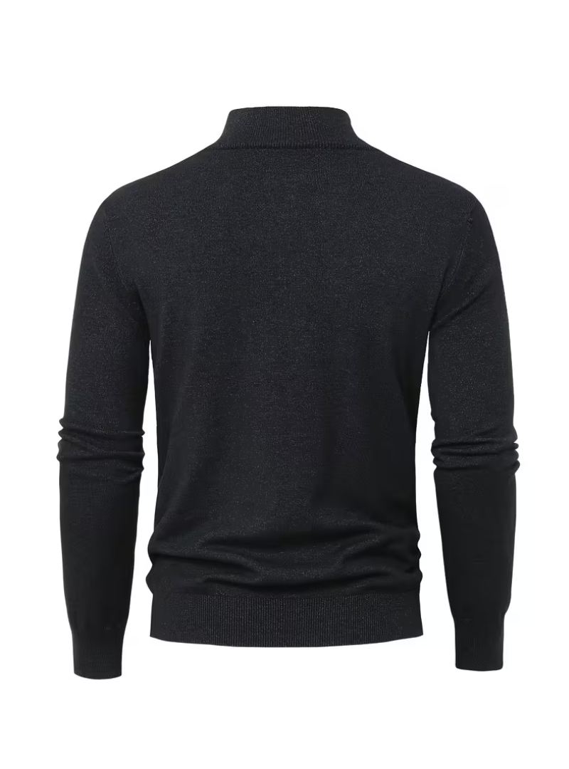 Pull Col Montant Zippé Manches Longues Bords Côtelés Pour Homme