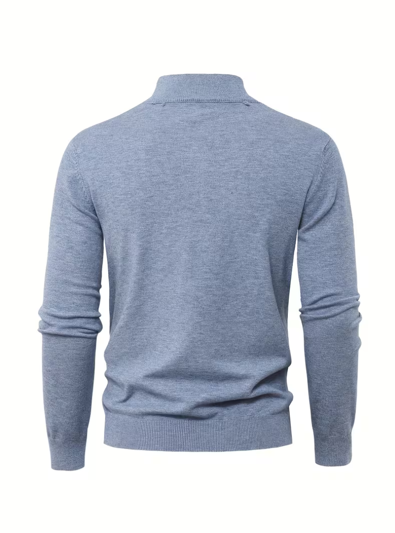 Pull Col Montant Zippé Manches Longues Bords Côtelés Pour Homme