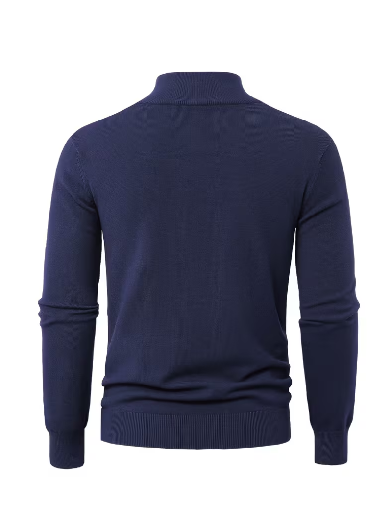 Pull Col Montant Zippé Manches Longues Bords Côtelés Pour Homme