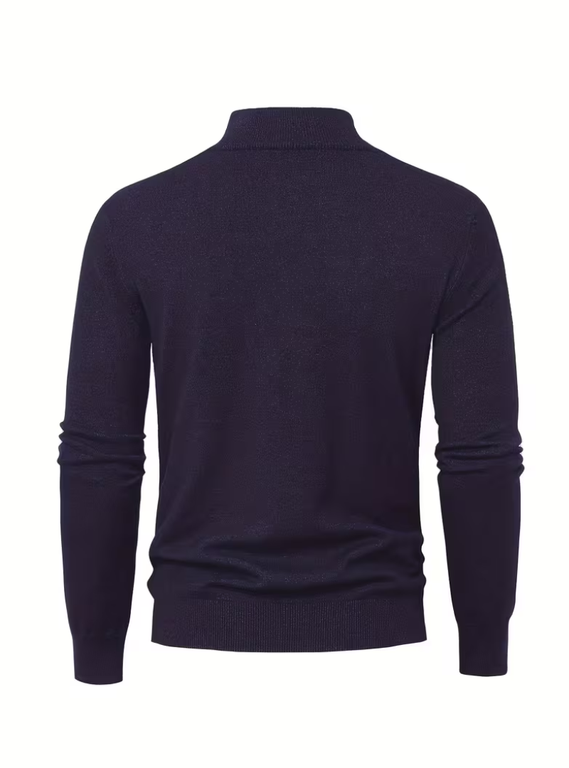 Pull Col Montant Zippé Manches Longues Bords Côtelés Pour Homme