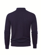 Pull Col Montant Zippé Manches Longues Bords Côtelés Pour Homme