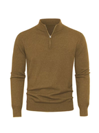 Pull Col Montant Zippé Manches Longues Bords Côtelés Pour Homme