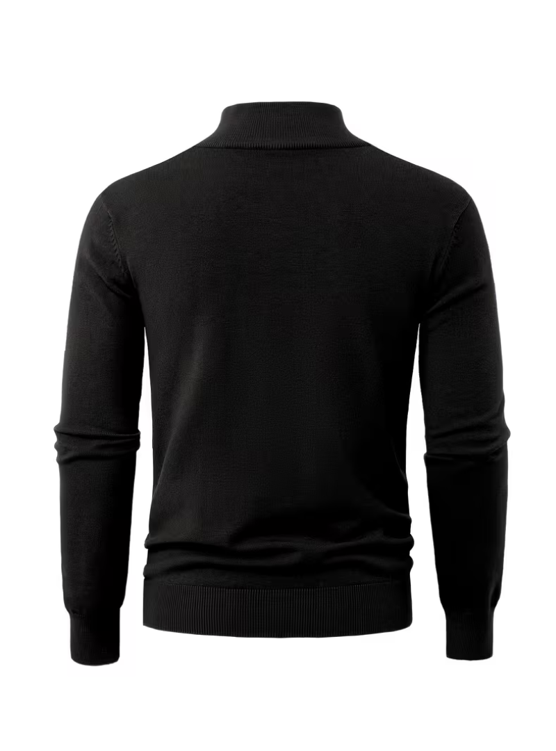 Pull Col Montant Zippé Manches Longues Bords Côtelés Pour Homme
