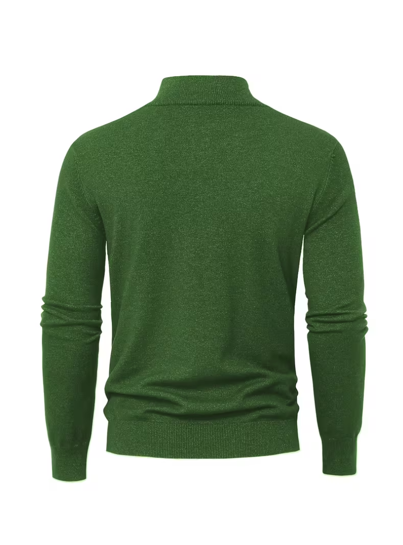 Pull Col Montant Zippé Manches Longues Bords Côtelés Pour Homme