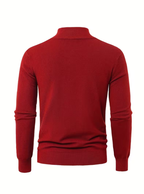 Pull Col Montant Zippé Manches Longues Bords Côtelés Pour Homme
