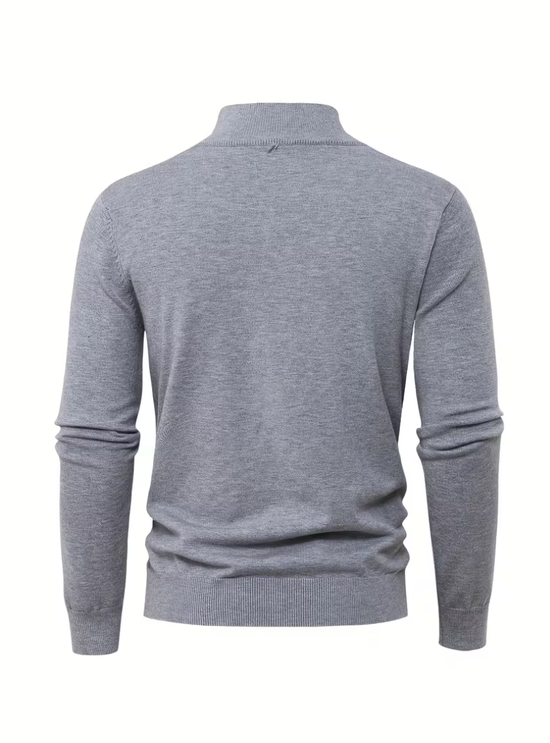Pull Col Montant Zippé Manches Longues Bords Côtelés Pour Homme