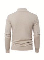 Pull Col Montant Zippé Manches Longues Bords Côtelés Pour Homme