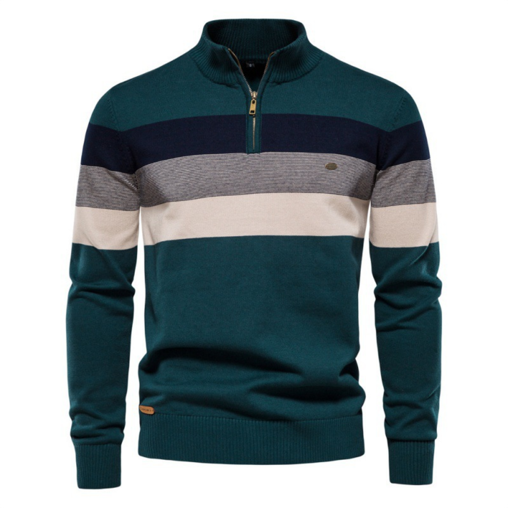 Homme Pull Zippé Rayé