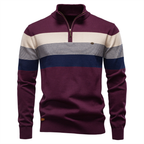 Homme Pull Zippé Rayé