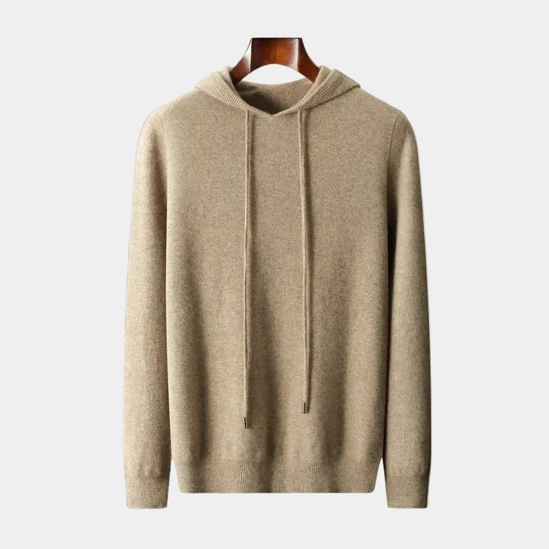 Pull À Capuche Maille Manches Longues Bords Côtelés Pour Homme