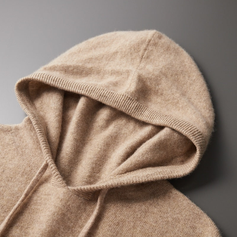 Pull À Capuche Maille Manches Longues Bords Côtelés Pour Homme