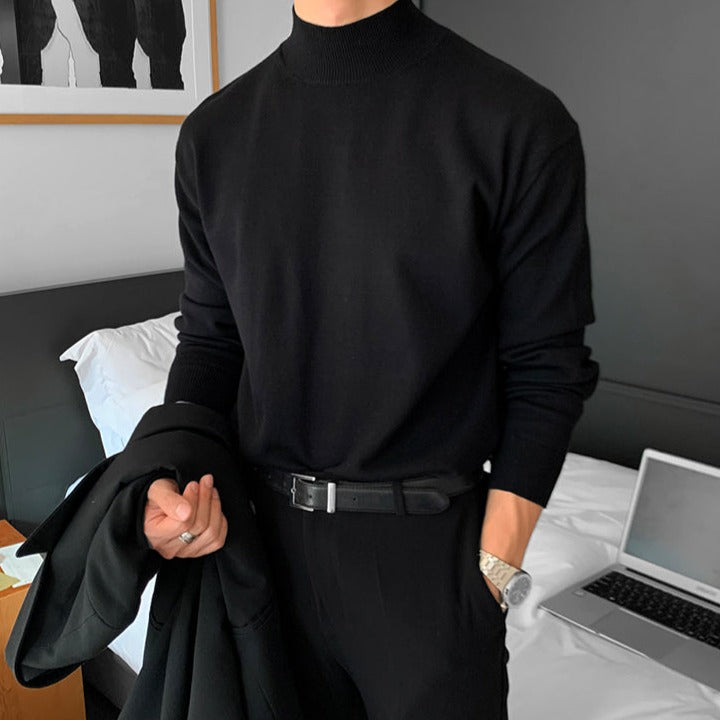 Pull Col Montant Manches Longues Bords Côtelés Pour Homme
