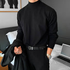 Pull Col Montant Manches Longues Bords Côtelés Pour Homme