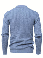 Pull Col Polo Manches Longues Bords Côtelés Pour Homme
