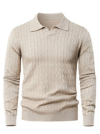 Pull Col Polo Manches Longues Bords Côtelés Pour Homme