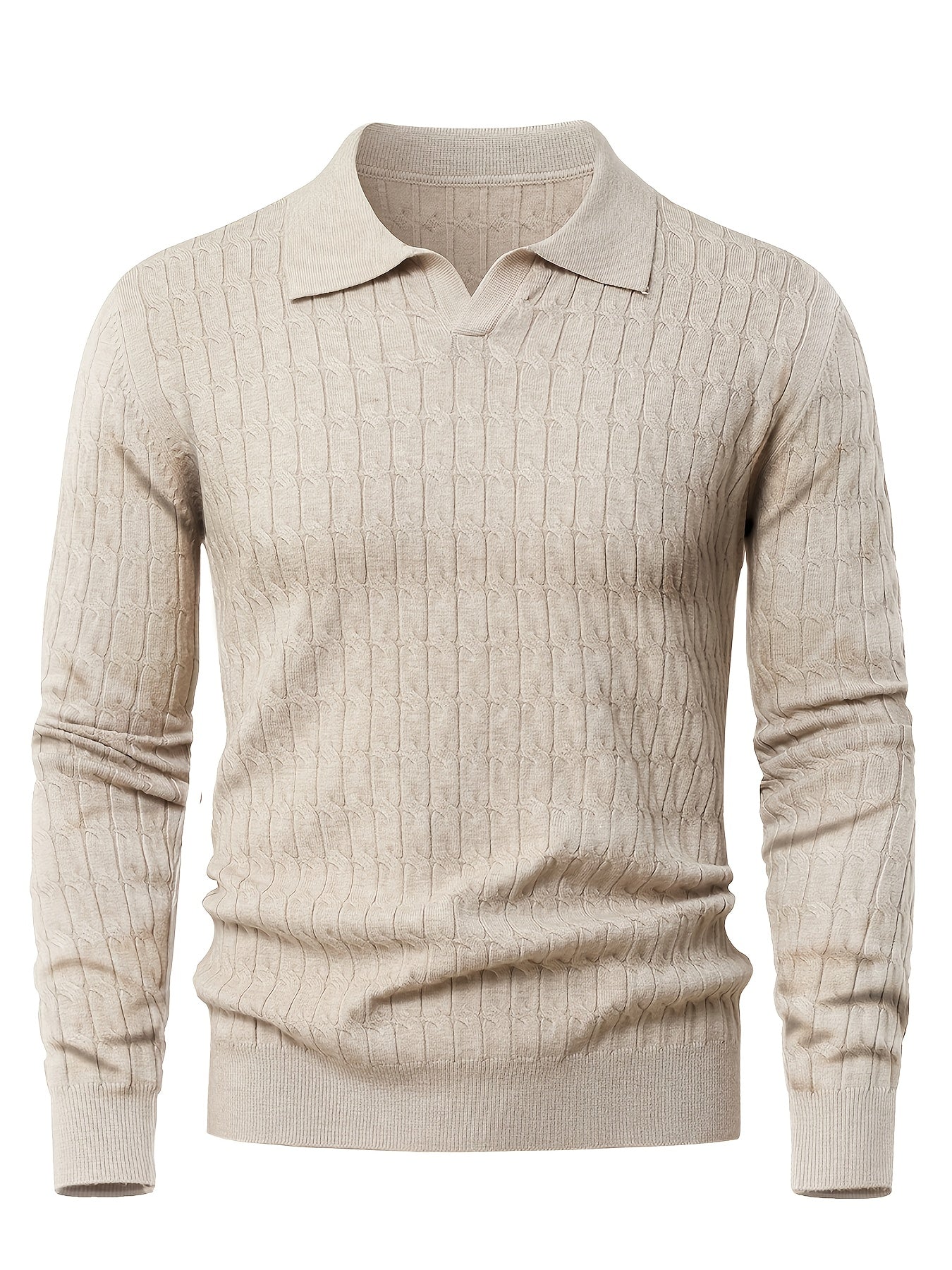 Pull Col Polo Manches Longues Bords Côtelés Pour Homme