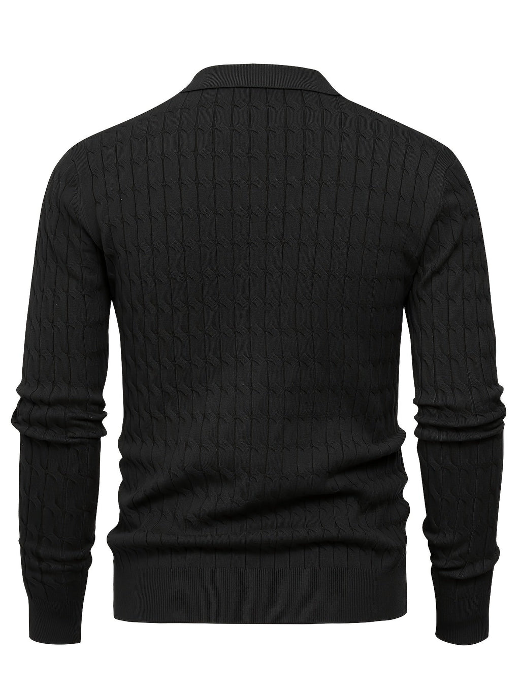 Pull Col Polo Manches Longues Bords Côtelés Pour Homme