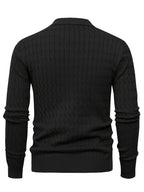 Pull Col Polo Manches Longues Bords Côtelés Pour Homme