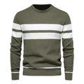 Pull Col Rond Rayé Manches Longues Bords Côtelés Pour Homme