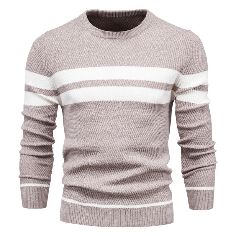 Homme Pull Rond Rayé