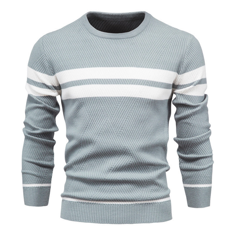 Homme Pull Rond Rayé