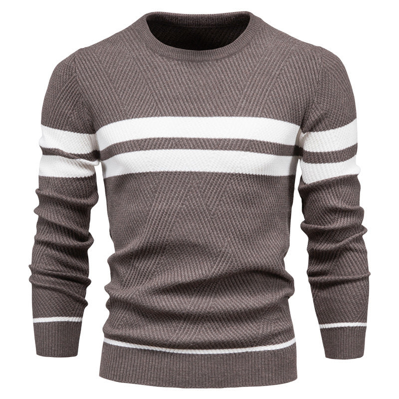Homme Pull Rond Rayé
