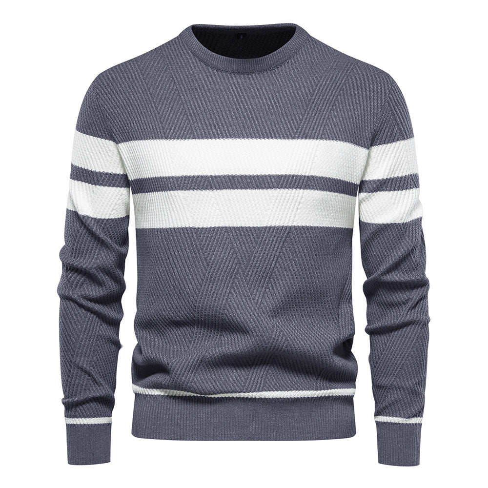 Homme Pull Rond Rayé