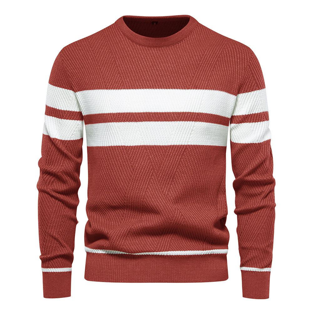 Homme Pull Rond Rayé