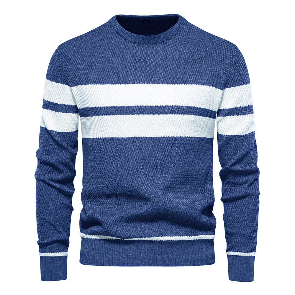 Homme Pull Rond Rayé
