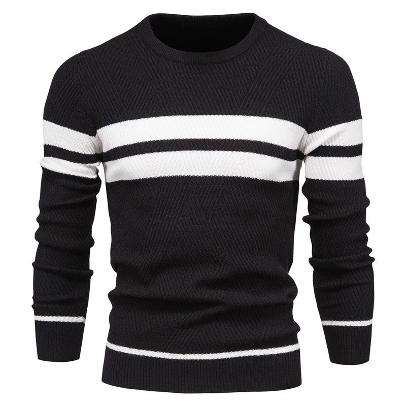 Homme Pull Rond Rayé