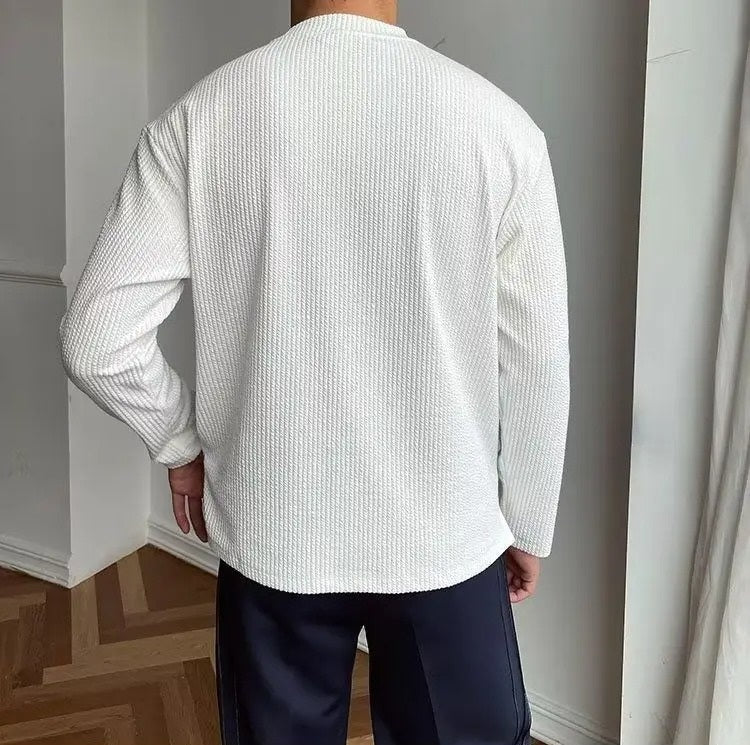 Pull Col Rond Matière Texturée Manches Longues Pour Homme