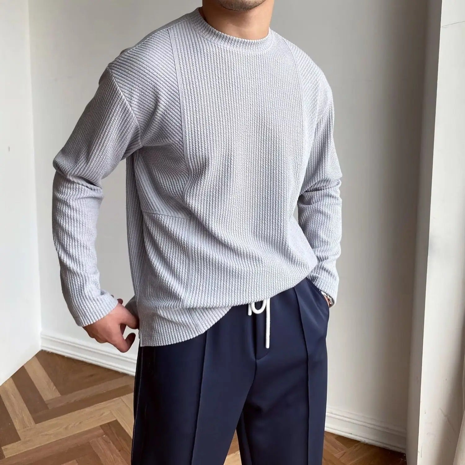 Homme Pull Rond Texturé