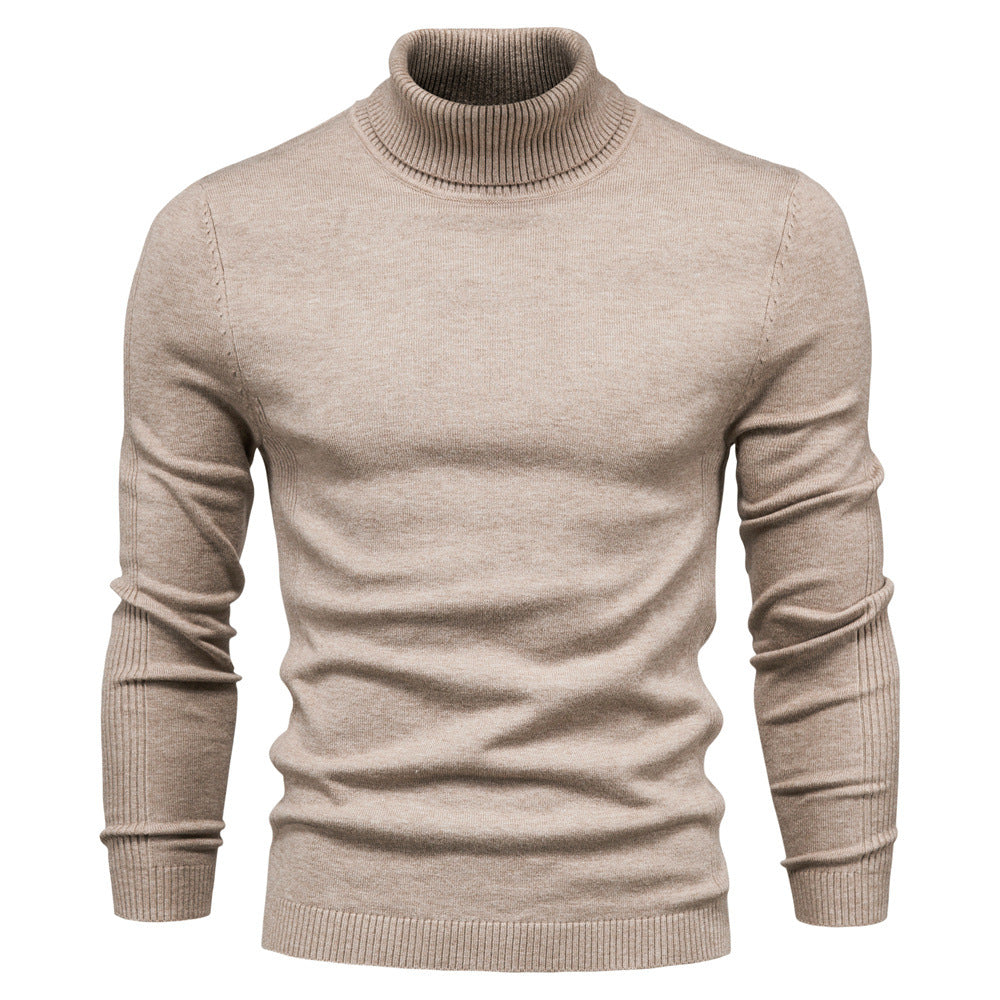 Pull Col Roulé Manches Longues Bords Côtelés Pour Homme