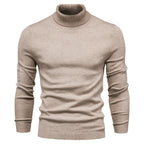 Pull Col Roulé Manches Longues Bords Côtelés Pour Homme